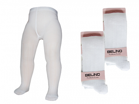 Белые колготки фактурной вязки для девочки   BELINO